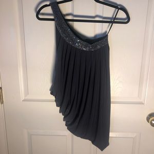 Size 16 One shoulder Grey Top with Silver Sequins